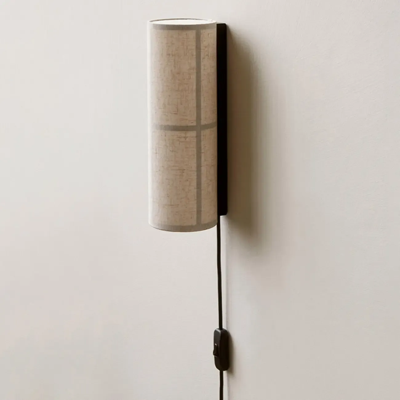 Modern Linen Beige Cylinder Wall Sconce with Switch