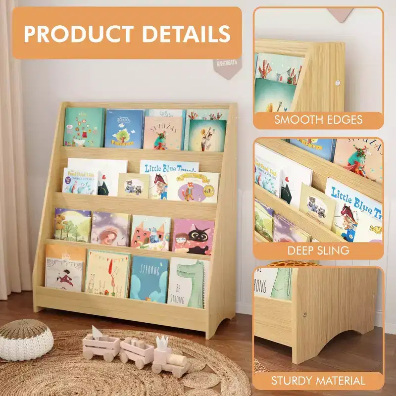 GDFStudio Zee Modern 4-Tier Kids Bookshelf