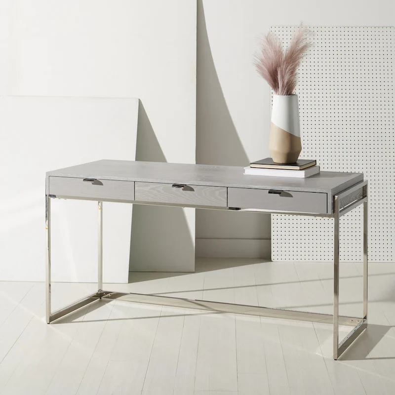 SAFAVIEH Couture Radunka 3-Drawer Smoked Eucalyptus Writing Desk