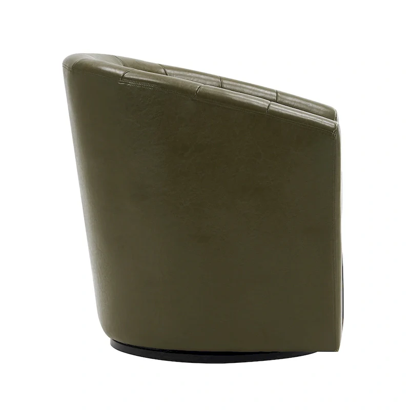 Swivel Barrel Accent Chair - Faux Leather Single Seat