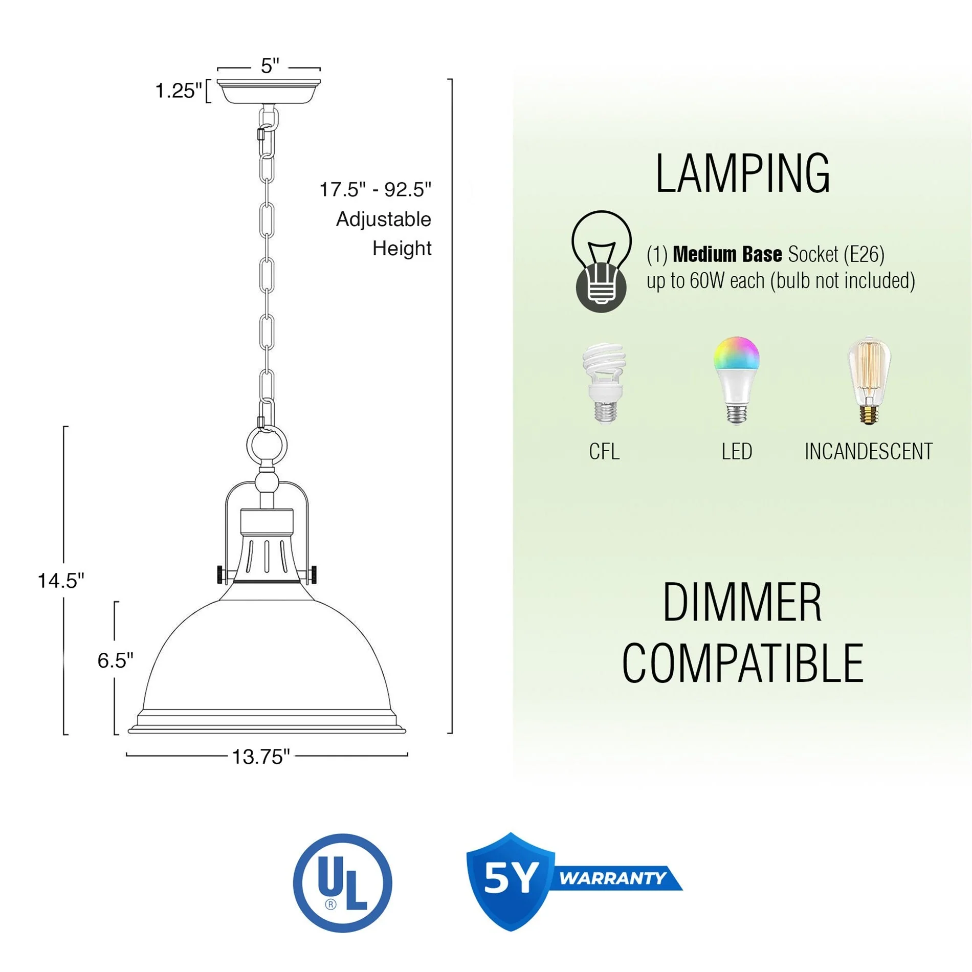 Belle 14 Modern Industrial Pendant Light