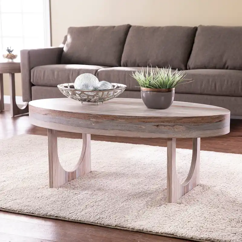 Contemporary Brown Faux Stone Coffee Table