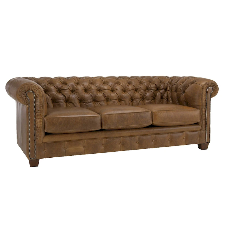 Hancock Tufted Top Grain Italian Leather Chesterfield Sofa - 31  H x 86  W x 40  D
