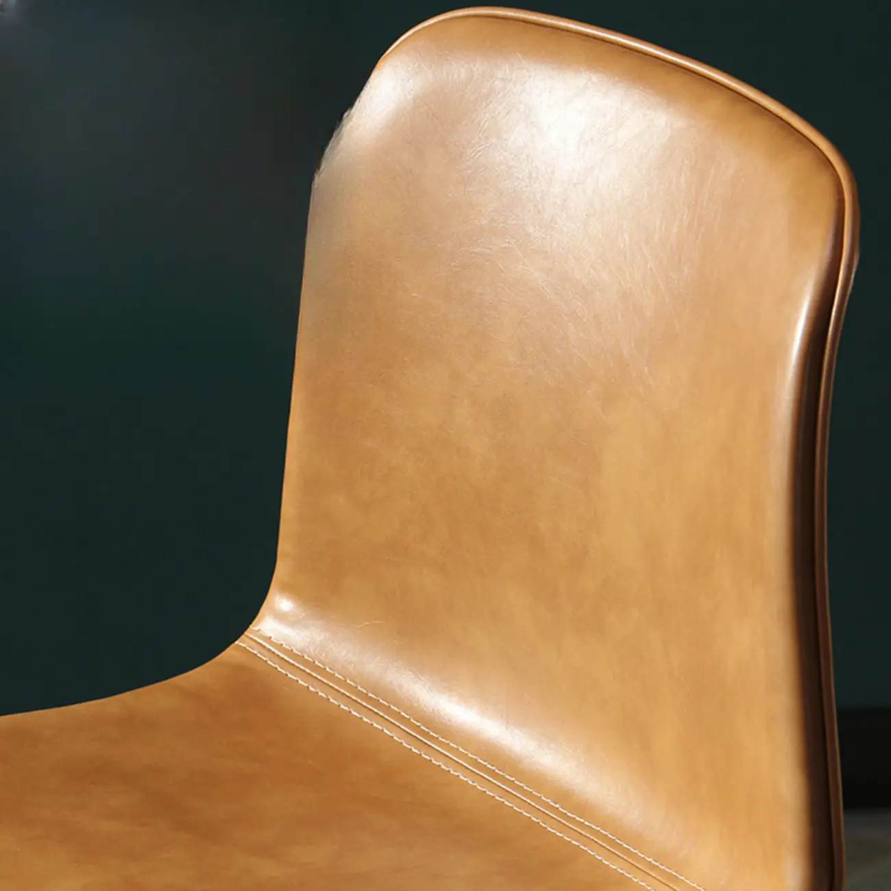 Industrial Metal Frame Leather Bar Stool with Footrest