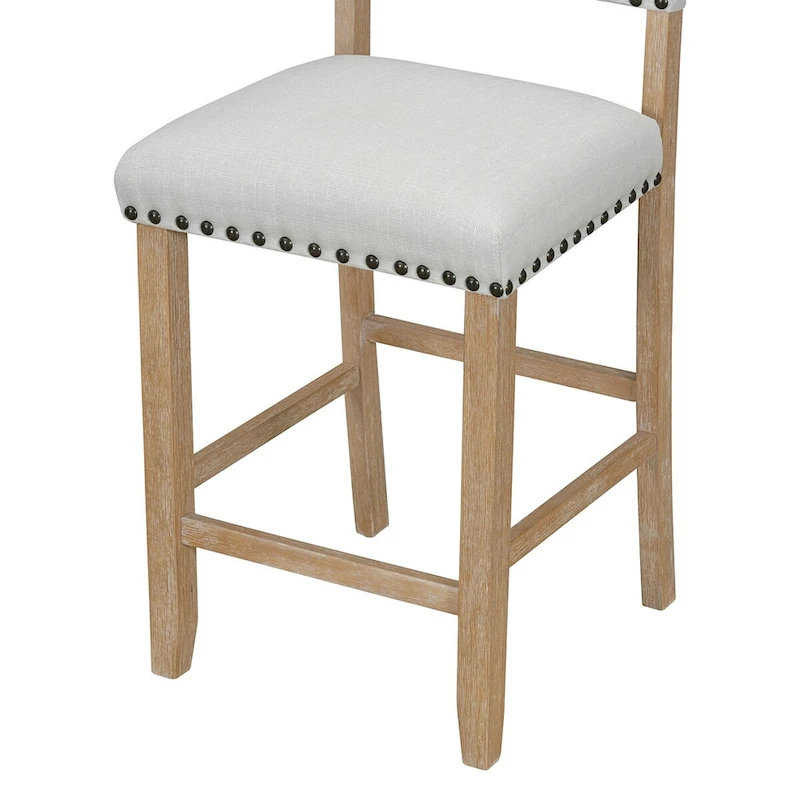 5-Piece Counter Height Dining Set, Classic Elegant Table and 4 Chairs in Natural Wood Wash