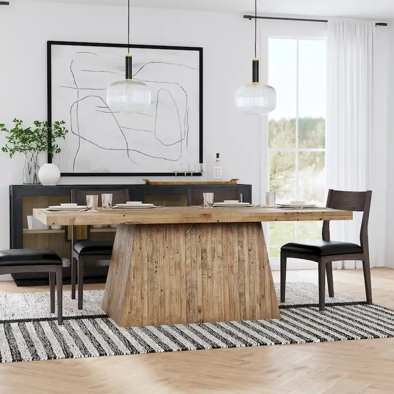 Natural Brown Plinth-Base Dining Table, Seats 6–8