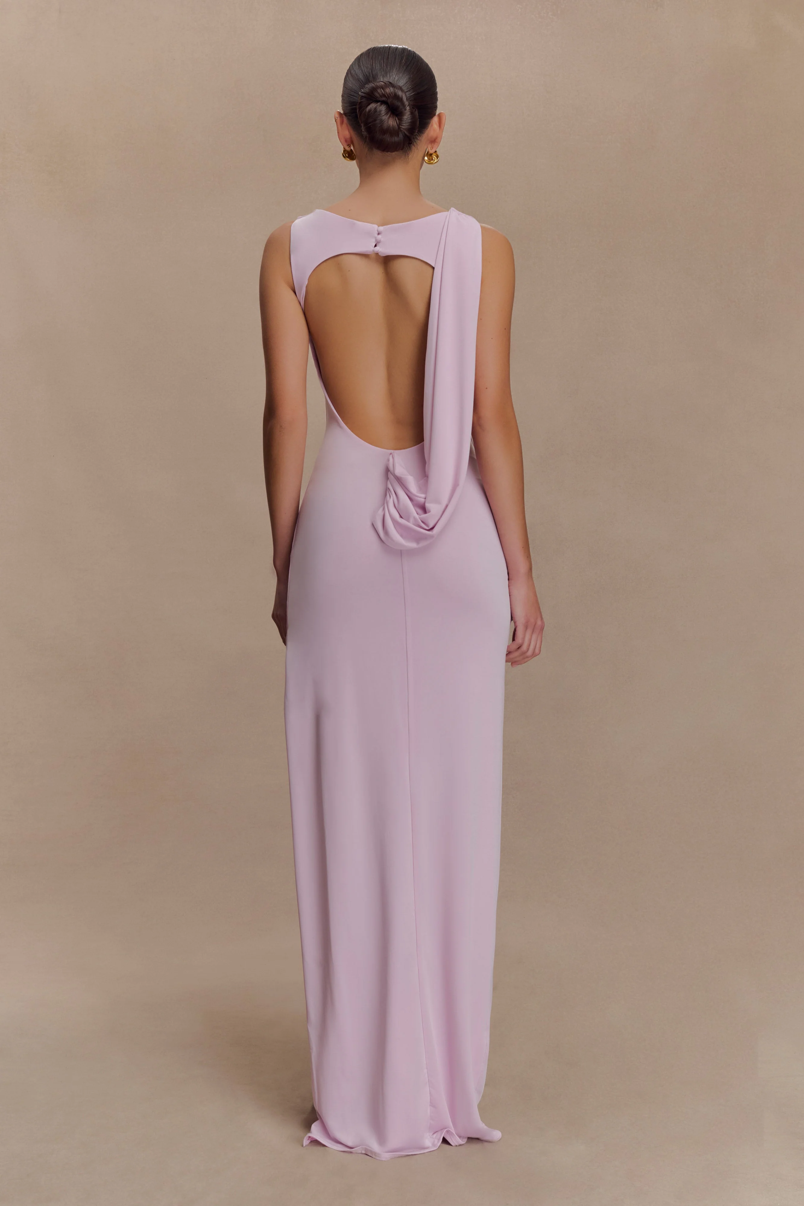 Henley Slinky Drape Maxi Dress - Baby Pink