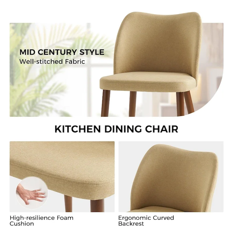 Melisa Upholstered Solid Wood Dining Chair Set of 2 by HULALA HOME