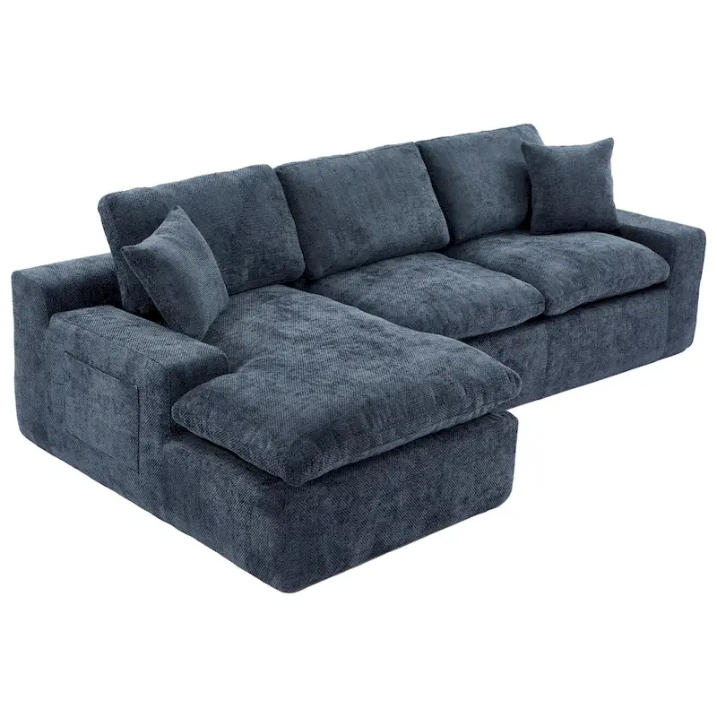 L-Shaped Reversible Sectional Sofa Chenille Fabric Couch Chaise