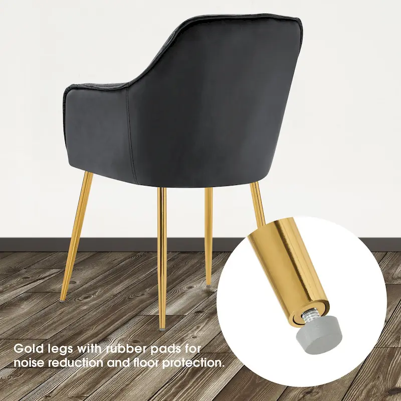 ivinta Tufted Dining Chairs Set of 2, Accent Chair with Solid Gold Plated Legs