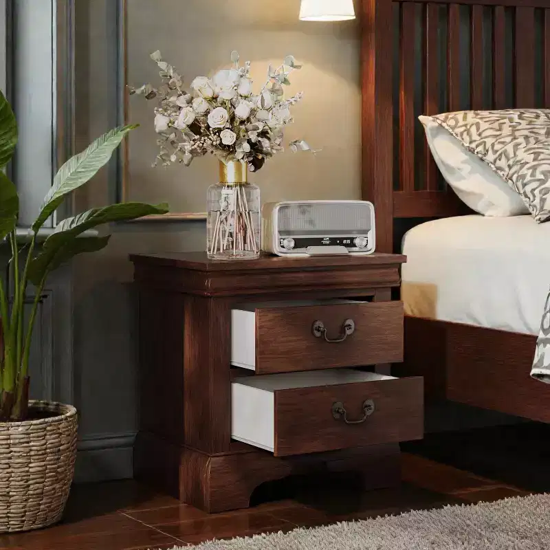 JVNOXK 22 x 16 x 22.7 Classic Wooden Nightstand, Molded Detail Design, Features 2 Drawers, Suitable for Bedrooms and Living Rooms, Cherry