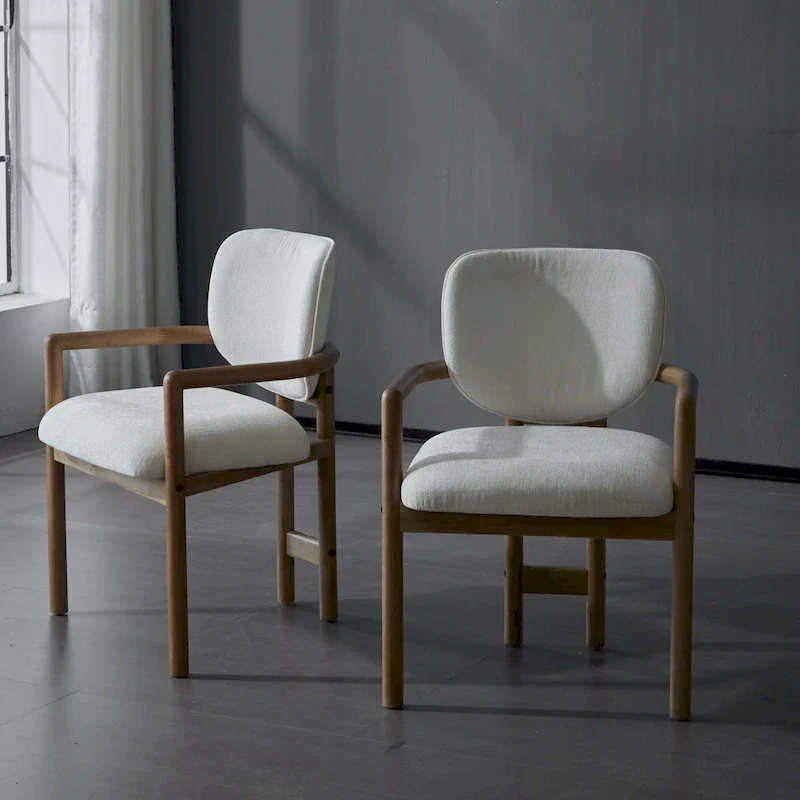 Upholstered Dining Chairs Set of 2, Side Chairs with Rubber Wood Legs, 300 LBS Weight Capacity