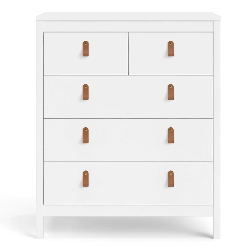 White / Black Matte Modern-Traditional 5-Drawer Chest – Single