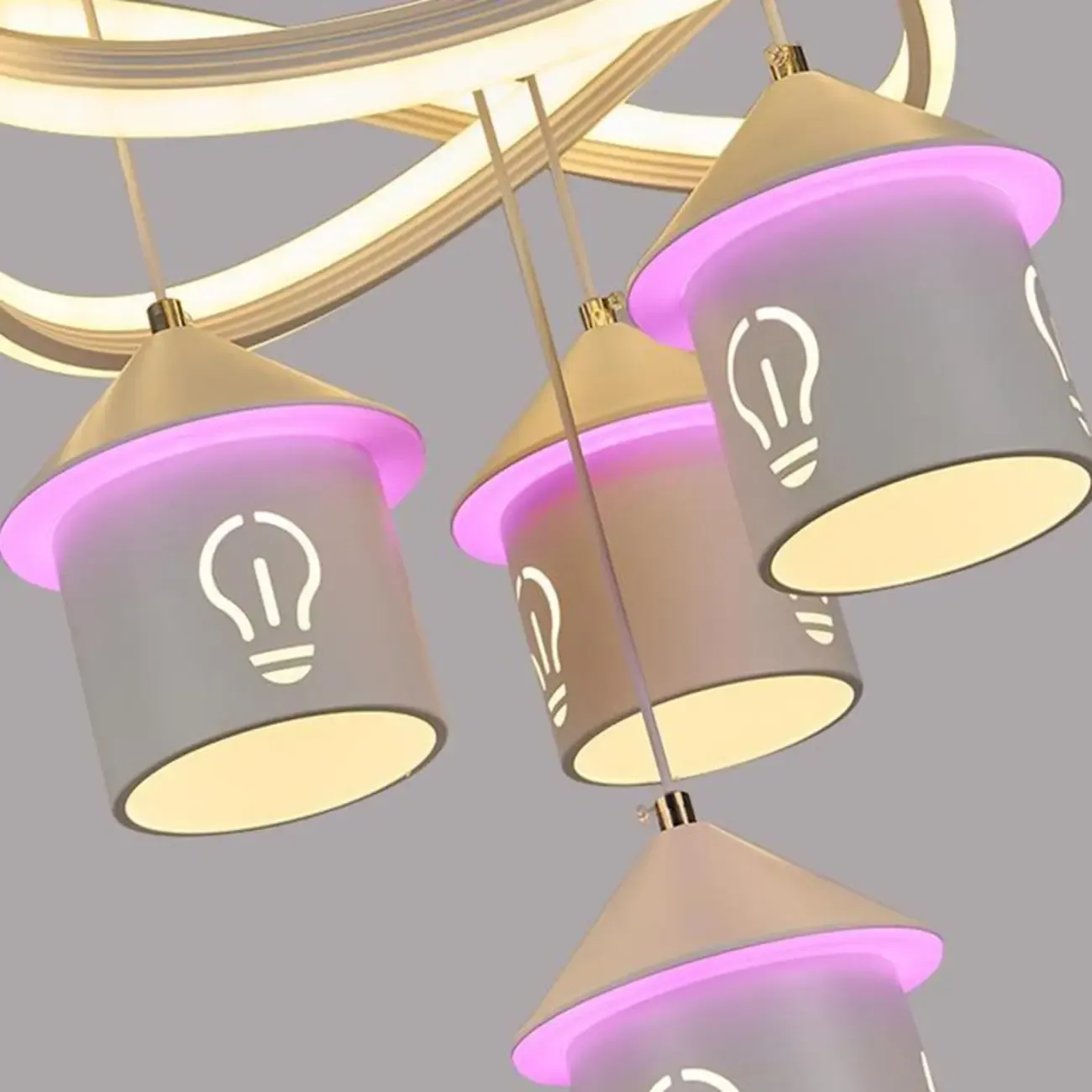 Modern 4-Light LED Chandelier with Unique House Design