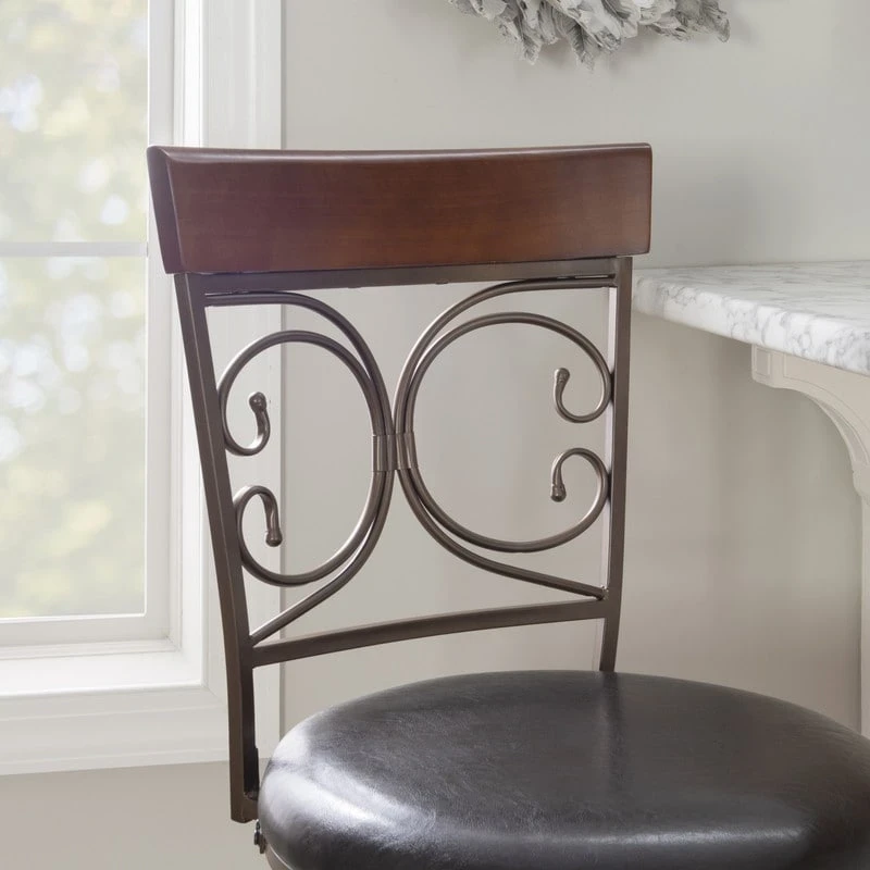 Onyx Big & Tall Metal Scroll Swivel Barstool