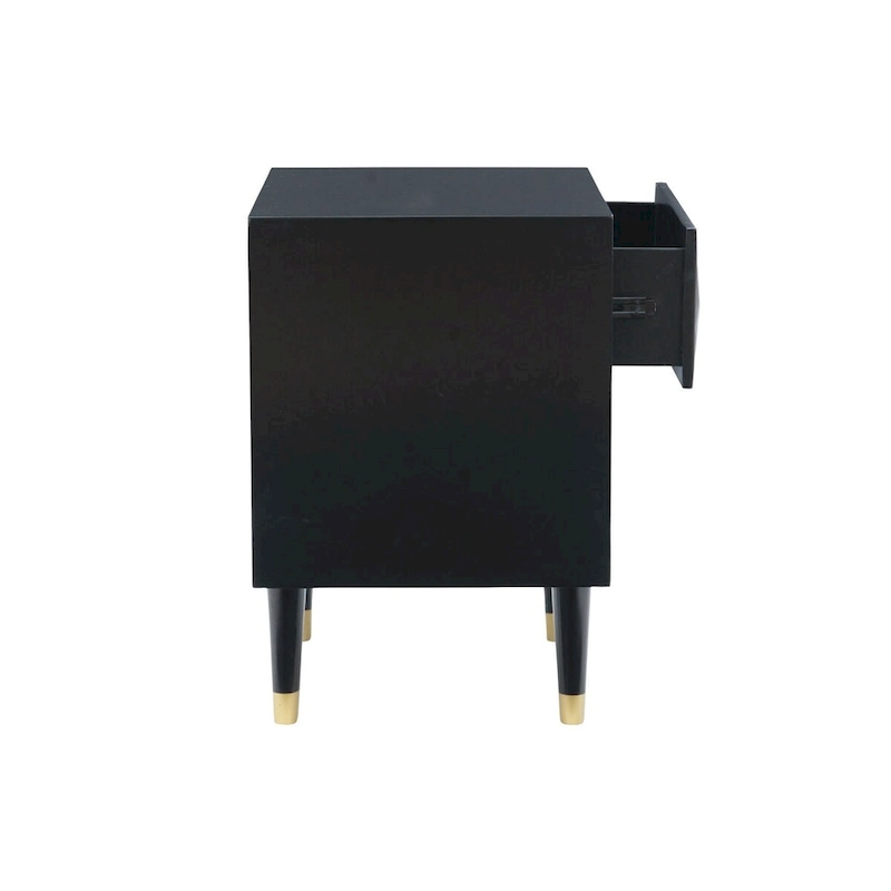 27  Black Geometric Patterned Two Drawer Nightstand