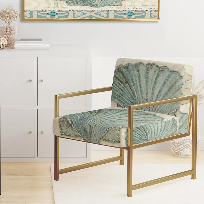 Seastar and Blue Sea Shell II Upholstered Accent Chair