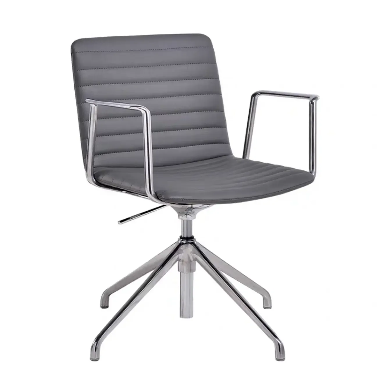 Modern Black Leather Metal Adjustable Swivel Office Chair