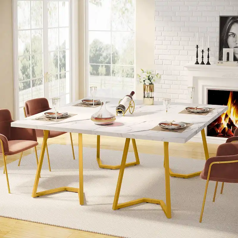 Rectangular Dining Room Table, 55 Inches Small Kitchen Table