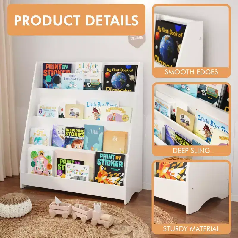 GDFStudio Zee Modern 4-Tier Kids Bookshelf