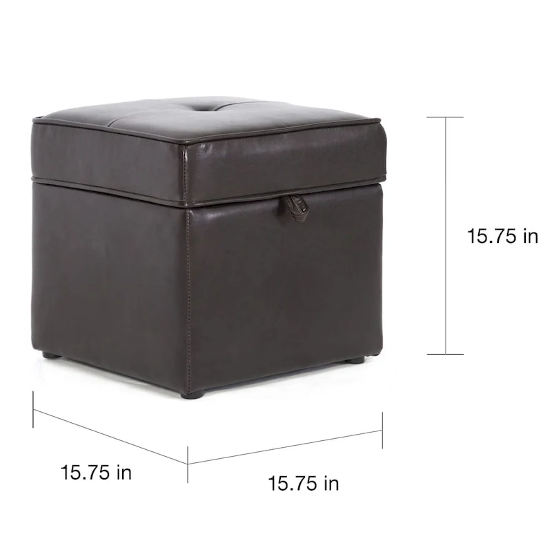 Dark Brown Faux Leather Storage Ottoman