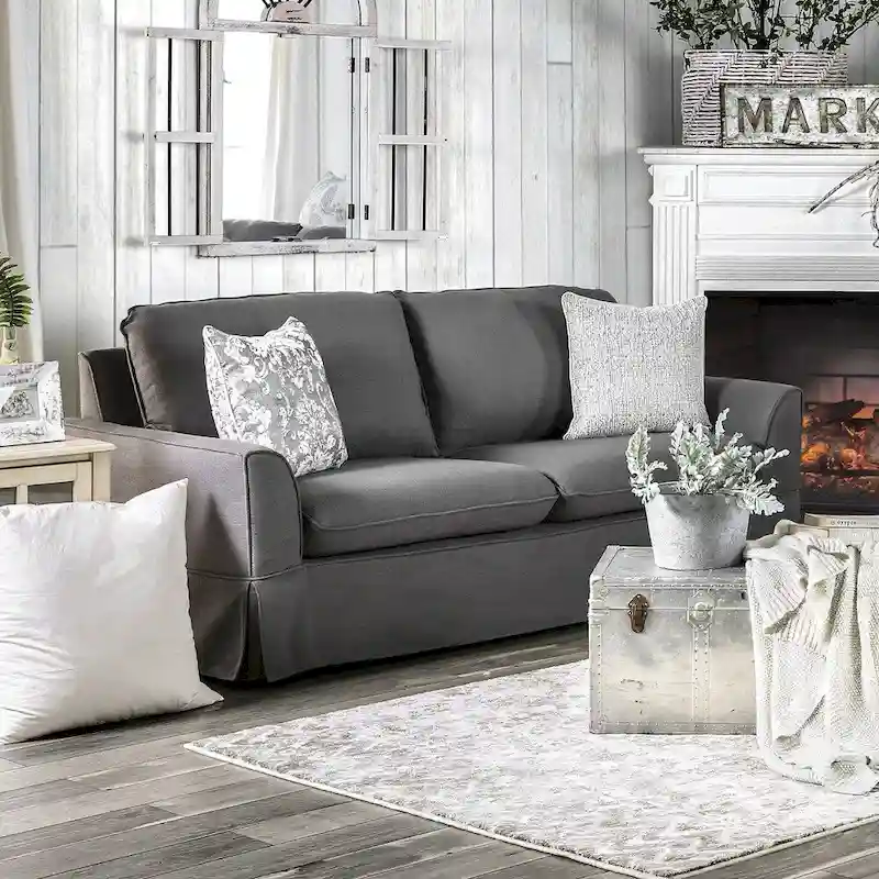 Nis Casual Fabric Upholstered Slipcovered Sofa by Furniture of America