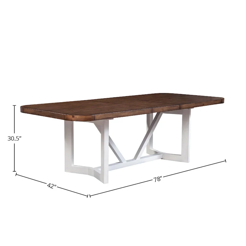 Donham Two Tone Wood Dining Table, Brown and White