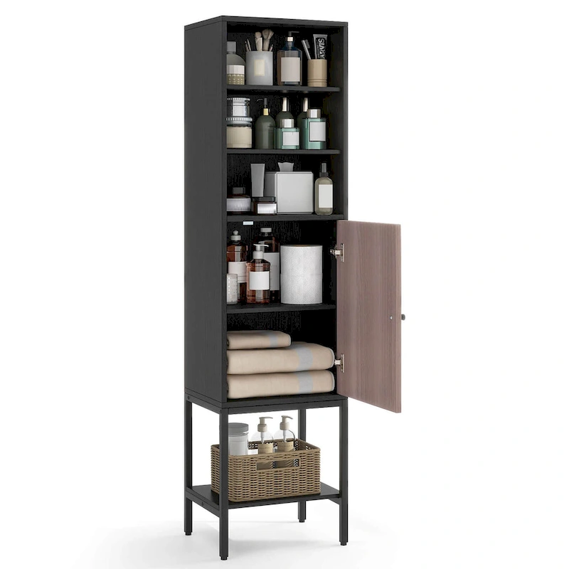 Costway 57 Bathroom Tall Cabinet with 1 Door and 4 Shelves - See Details