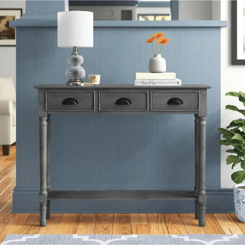 Wood 3-drawer Console Hallway Table