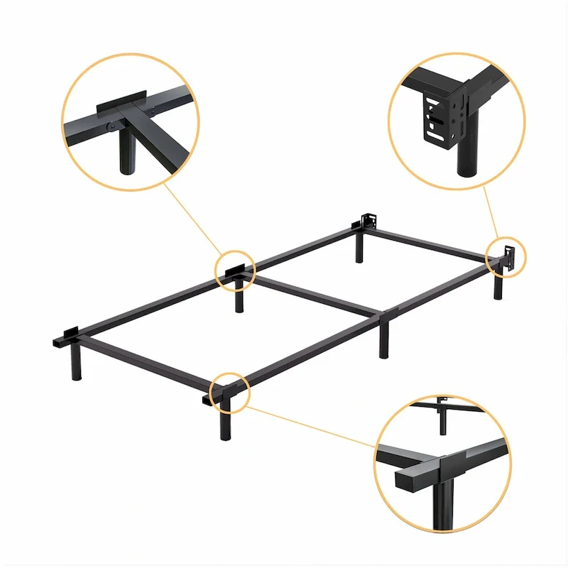Black Metal Bed Frame, Modern Style, Twin–Cal King, 1–2 Person
