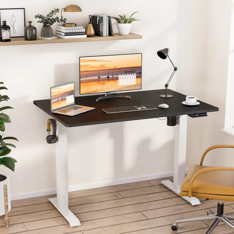 Futzca Height Adjustable Electric Standing Desk Sit Stand Computer Stand up Desk with Splice Board