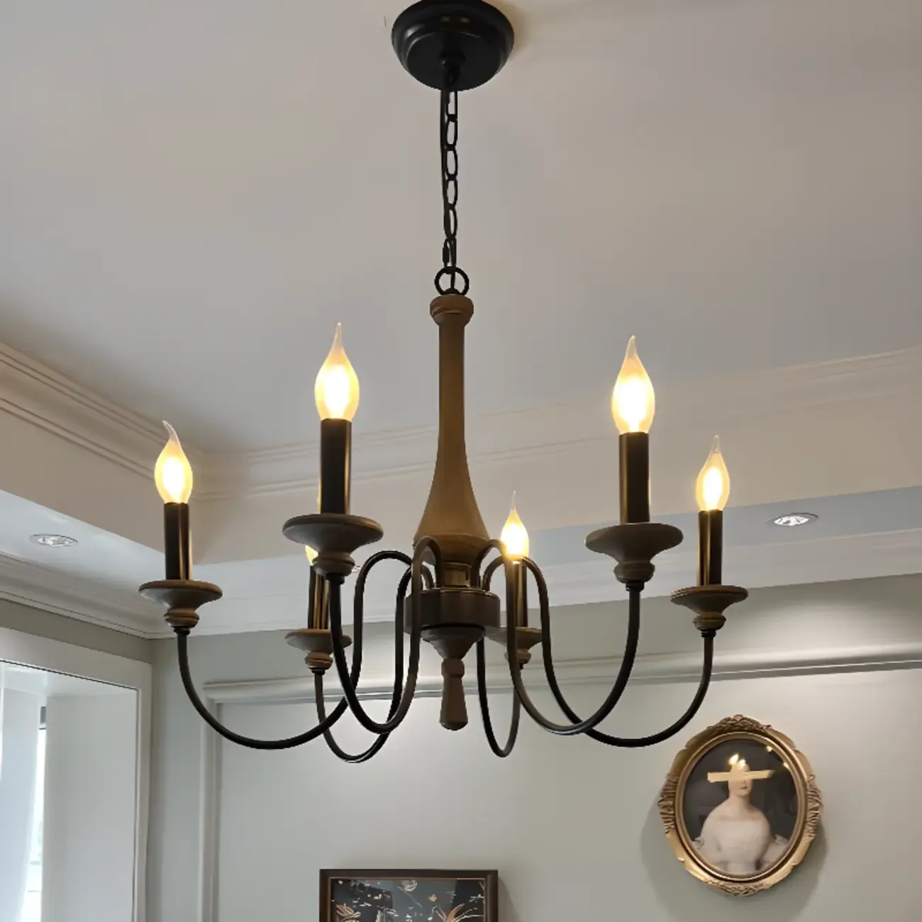 Vintage Metal Classic Candelabra Chandelier Adjustable Height