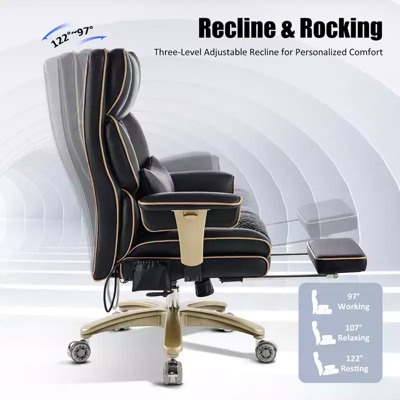 Furniliving Modern Big Tall Executive Office Chair Pu Leather Office Desk Chair With Footrest
