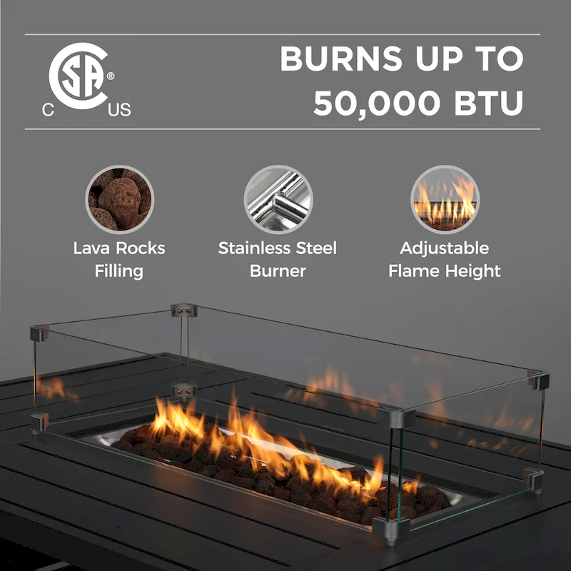 4 Pcs Patio Conversation Set with Propane Firepit