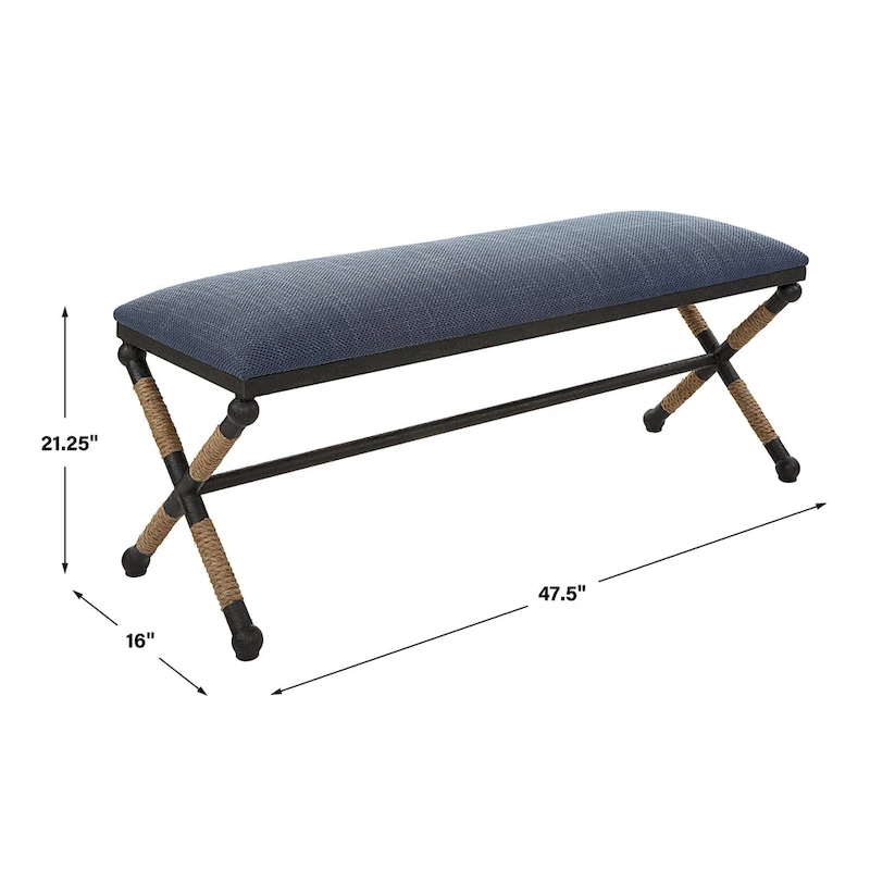 Uttermost Firth Rustic Navy Bench - 48W x 21H x 16D