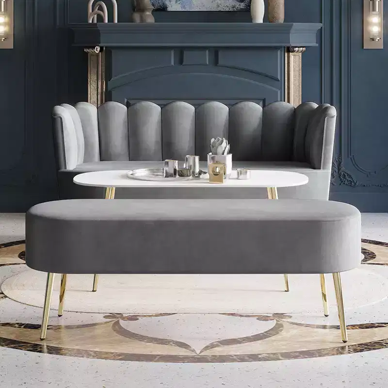 ChaletPosh Velvet Sofa with Bench And Coffee Table