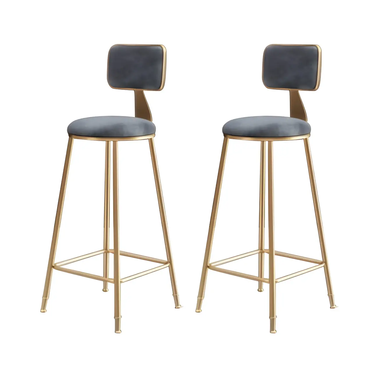 Round Velvet Upholstered Counter Bar Stools