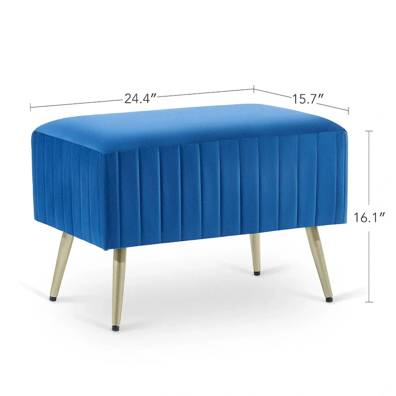 24 Modern Upholstered Entryway Bench with Padded Velvet Seat