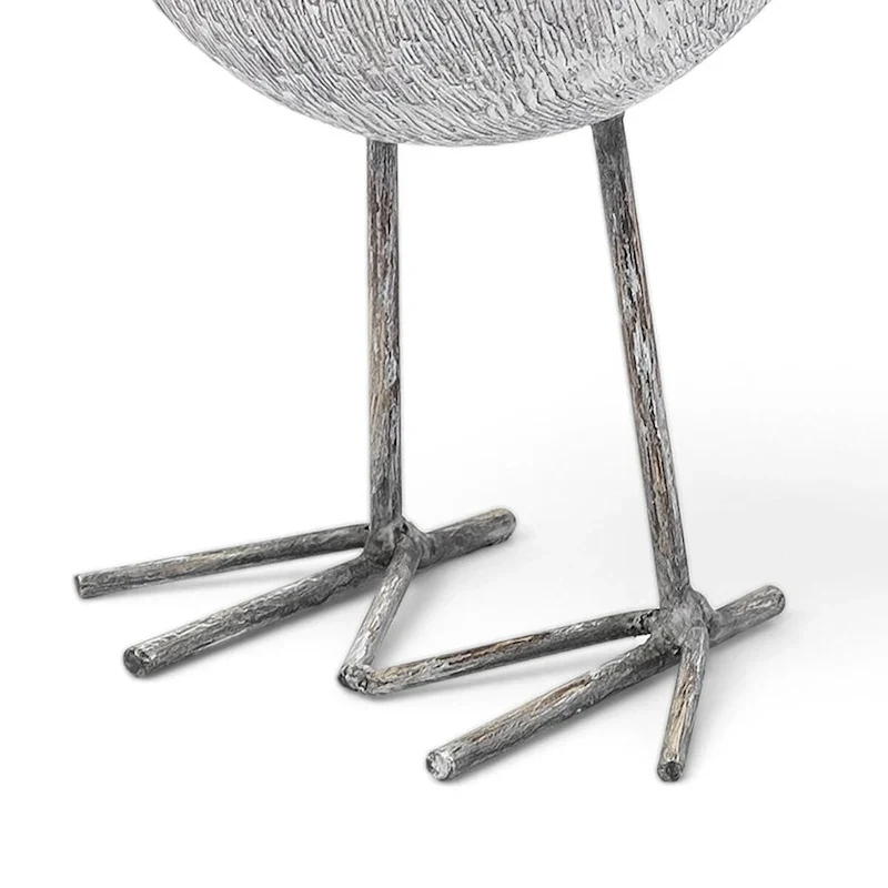 HomeRoots 8  Off White Resin And Metal Snipe Bird Tabletop Sculpture - 6  W x 6  D x 8  H