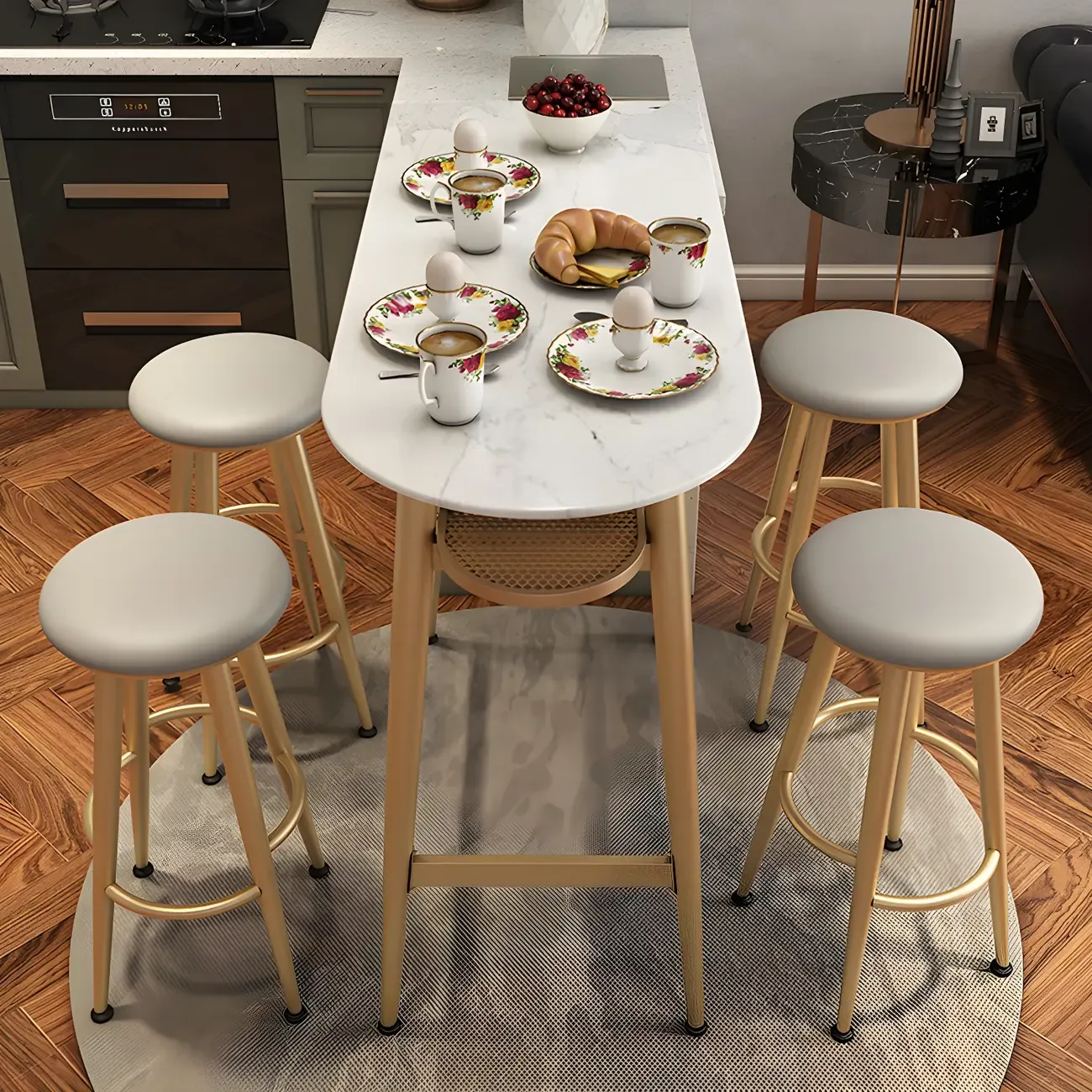 Glam Stone Gold Metal Bar Height Table