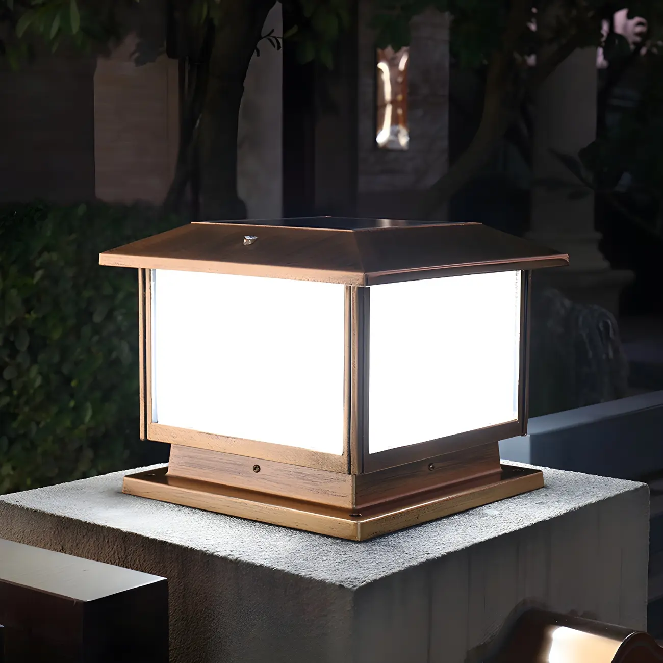 Postmodern Black Cube Solar Outdoor Post Lights