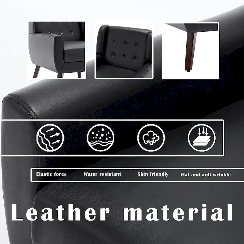 PU Leather Accent Chair Living Room Upholstered Armchair