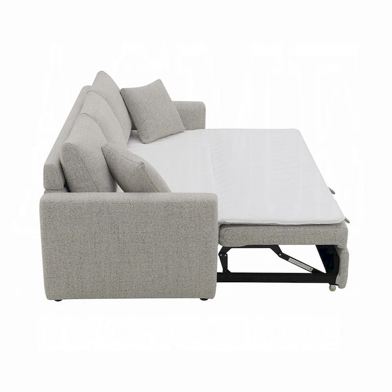 Conan Sleeper Sofa, Full Fold Out Bed, 2 Pillows, Gray Boucle, 89 Inch