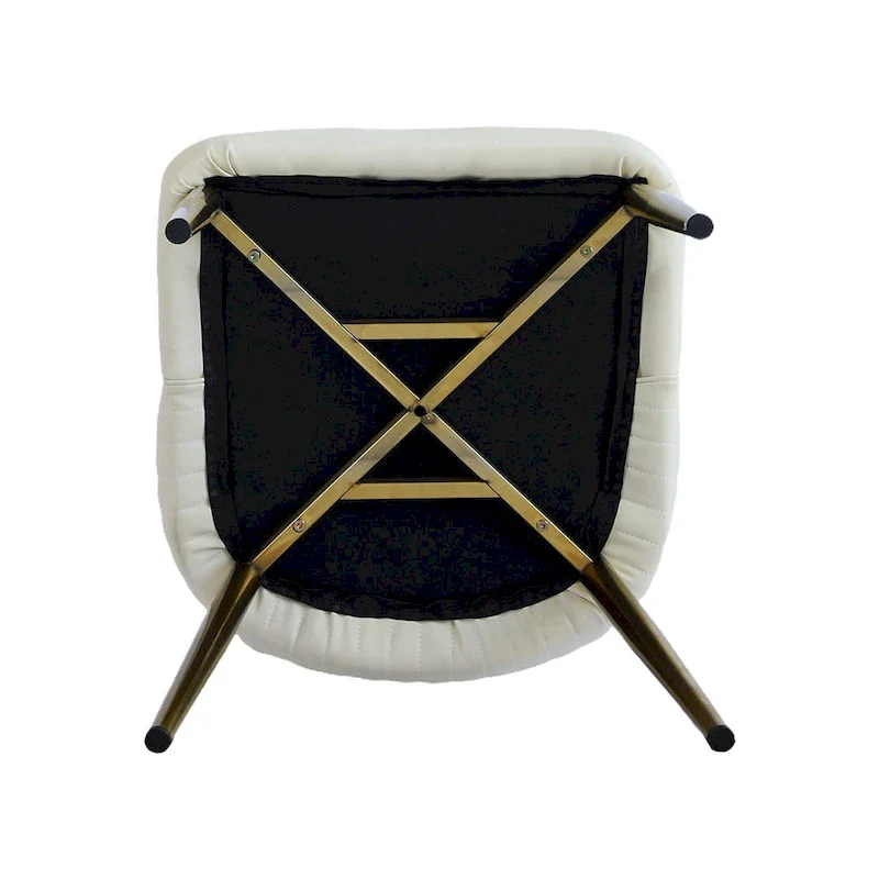 Modern Cream White Faux Leather Dining Chairs (set of 2) - N/A