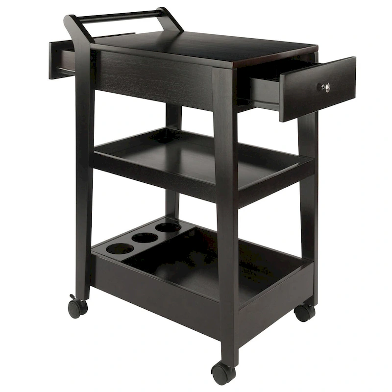 Jeston Entertainment Cart, Espresso - 18.03 x 26.77 x 37.24 inches