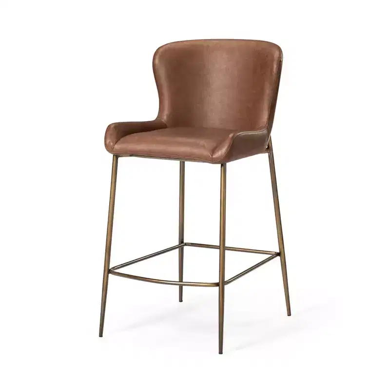 Maven Lane Naomi Metal Counter Stool with Faux Leather 27