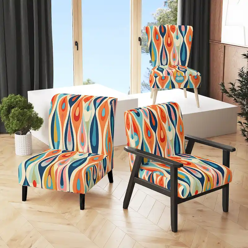 Retro Abstract Drops XI Upholstered Accent Chair