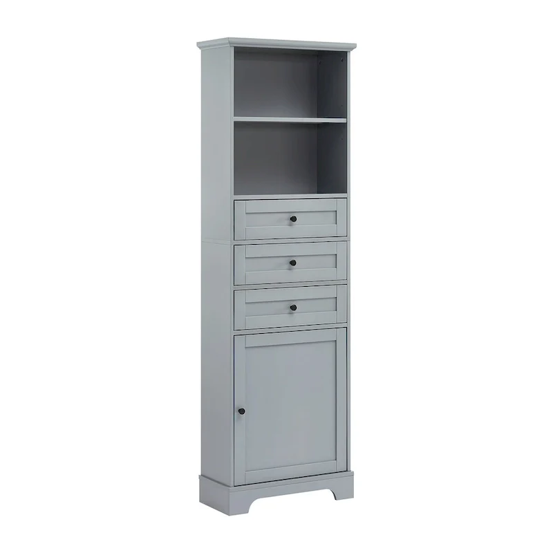 68 Tall Freestanding Bathroom Cabinet with 3 Drawers and Adjustable Shelves