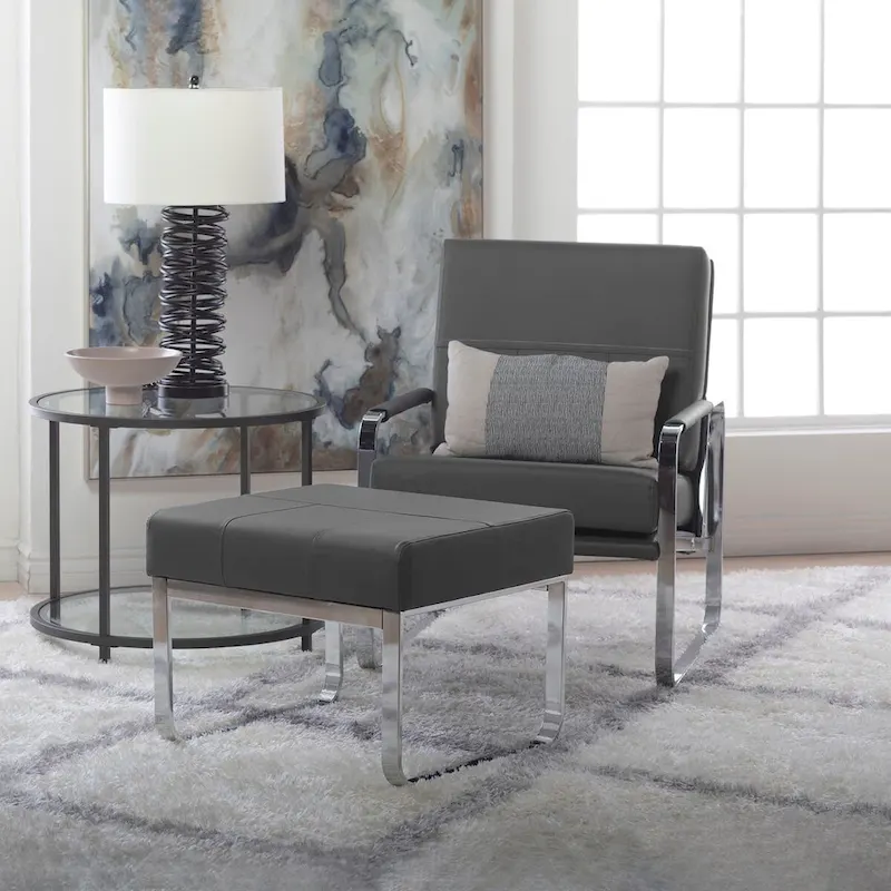 Studio Designs Home Allure Metal and Blended Leather Modern Accent Arm Chair