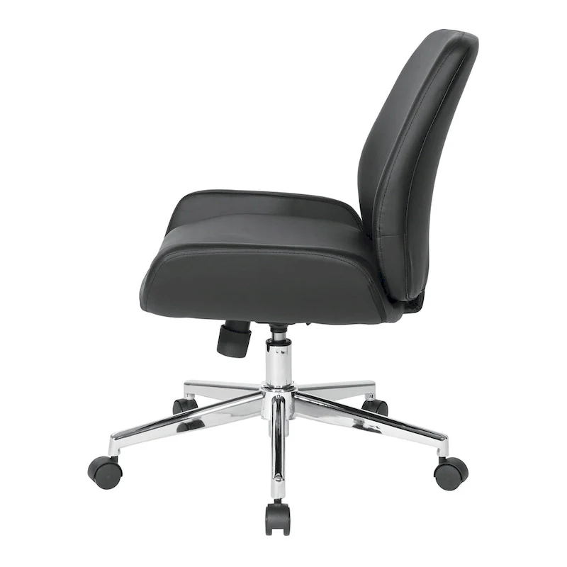 Office Chair with Faux Leather and Chrome Finish Base